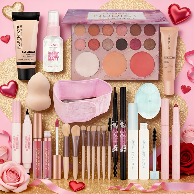 TEMU 22pcs Makeup Setfull-set Teenage Girl Makeup Kit Women's Makeup Set Women's Makeup Set This Makeup Set, Including -color Eyeshadow Palette,