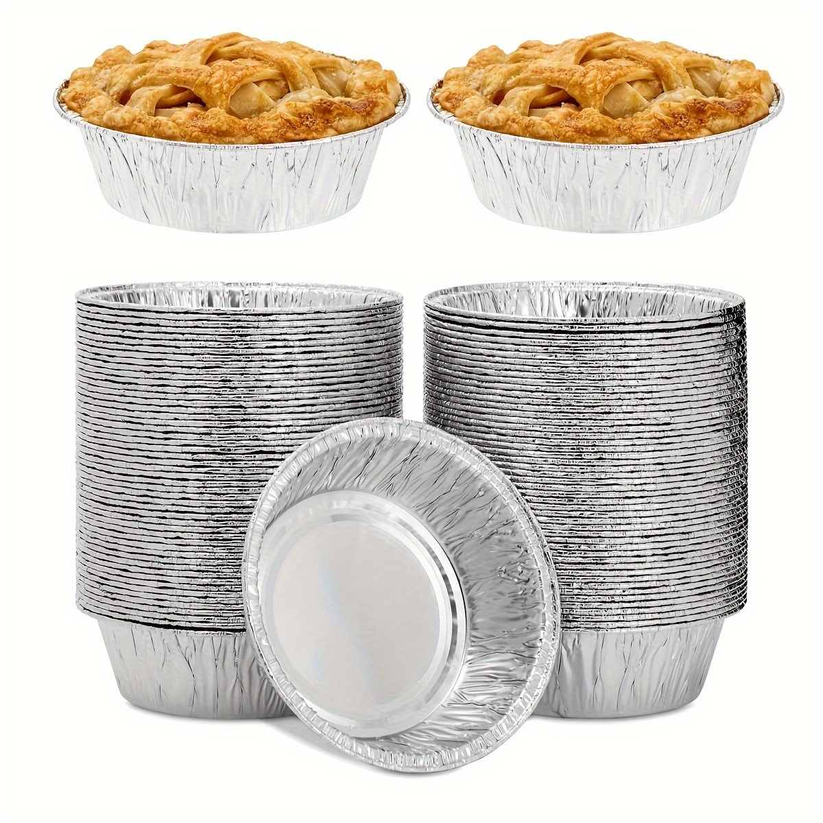 

50-piece 5" Mini Aluminum Foil Pie Pans - Disposable, Durable Tin For Baking Treats, Perfect For Fruit Tarts, Quiche & Mince Pies - Ideal For Halloween, Christmas, Weddings & Thanksgiving