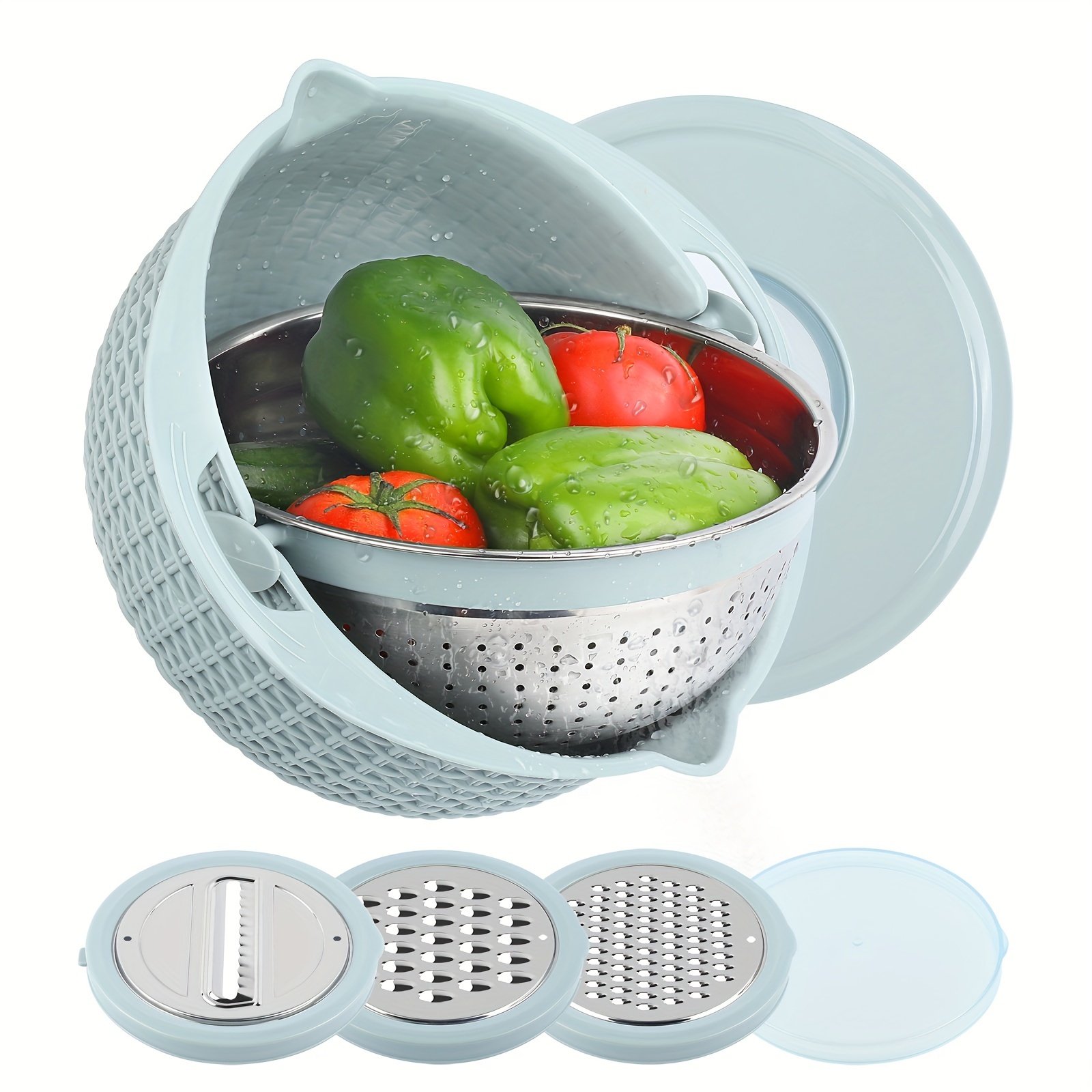 

4-1 Mixing Bowls With Lids Set 3 Grater Attachments Strainers And Colanders For Kitchen Food Strainers And Colanders Great For Mixing & Serving