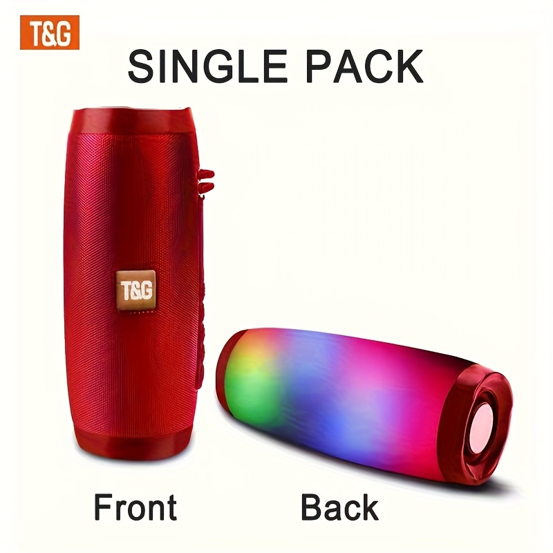 TEMU Tg157 Portable Wireless Wireless Speaker With Dual Speakers & Led Flash, 10w , Usb/fm Radio, Aux, Tf Card Support, Rechargeable Suitable For