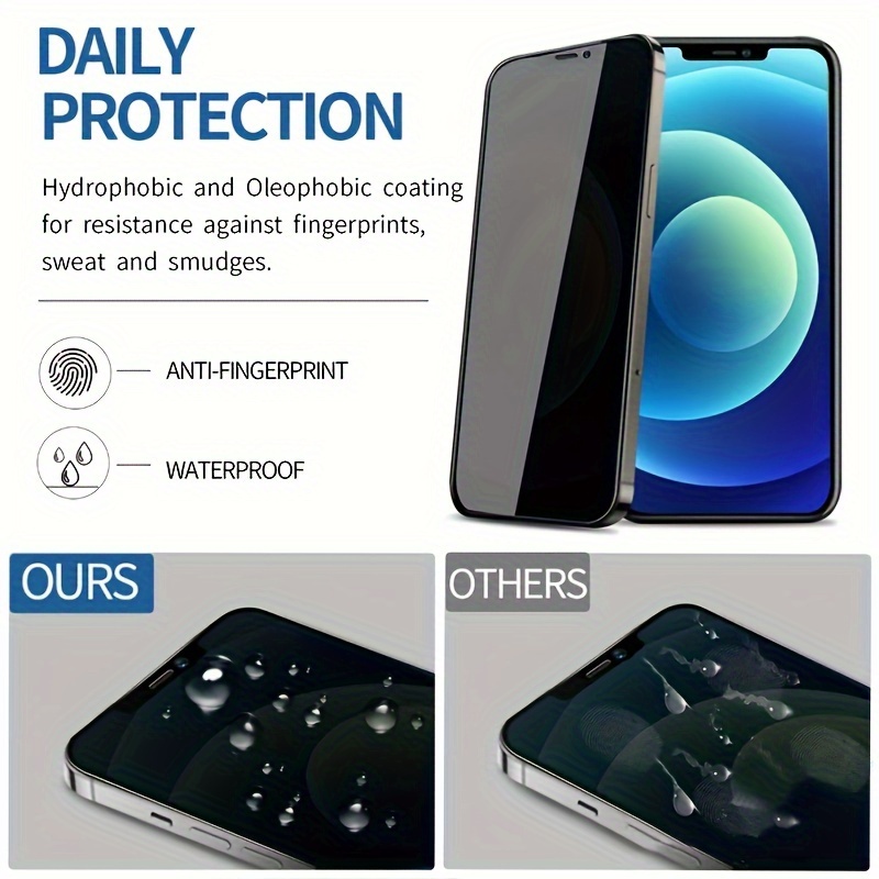 3pcs Privacy Screen Protectors for iPhone 11 12 13 14 15 16 Pro Max Anti-spy Tempered Glass for iPhone 16 15 14 Plus 12 13 Mini 11 12 13 14 15 16 Pro