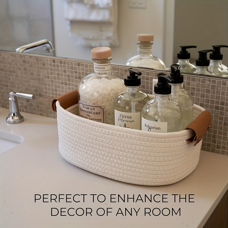 5pcs Elegant Jute Storage Baskets - Durable Cotton Rope Design, Perfect for Organizing Home Decor, Baby Room, or Bedroom, Multipurpose Use, Home Organization | Decorative Storage | Durable Construction, Storage Bins, Shelf Baskets
