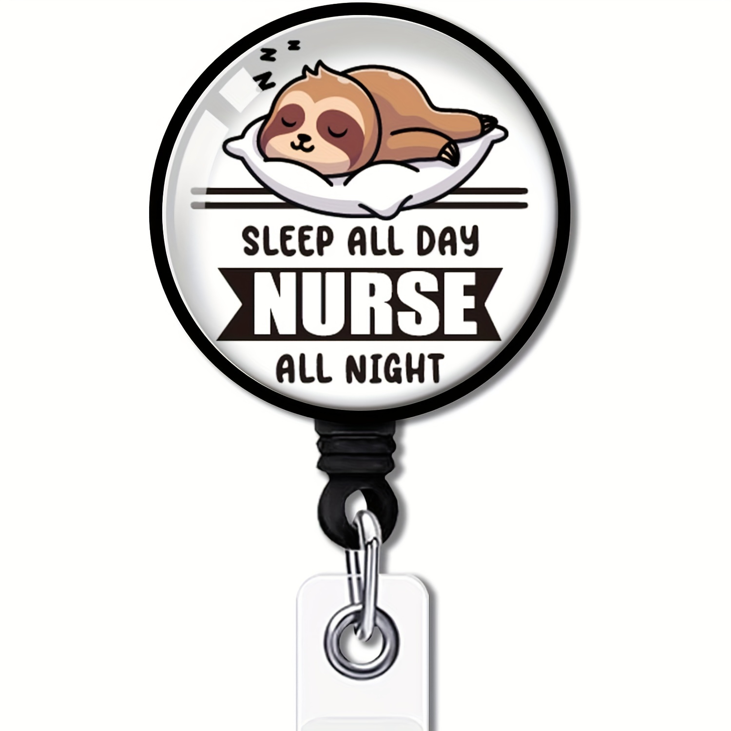 Nurse Retractable Badge Reel Alligator Clip Sleep Night Id - Temu
