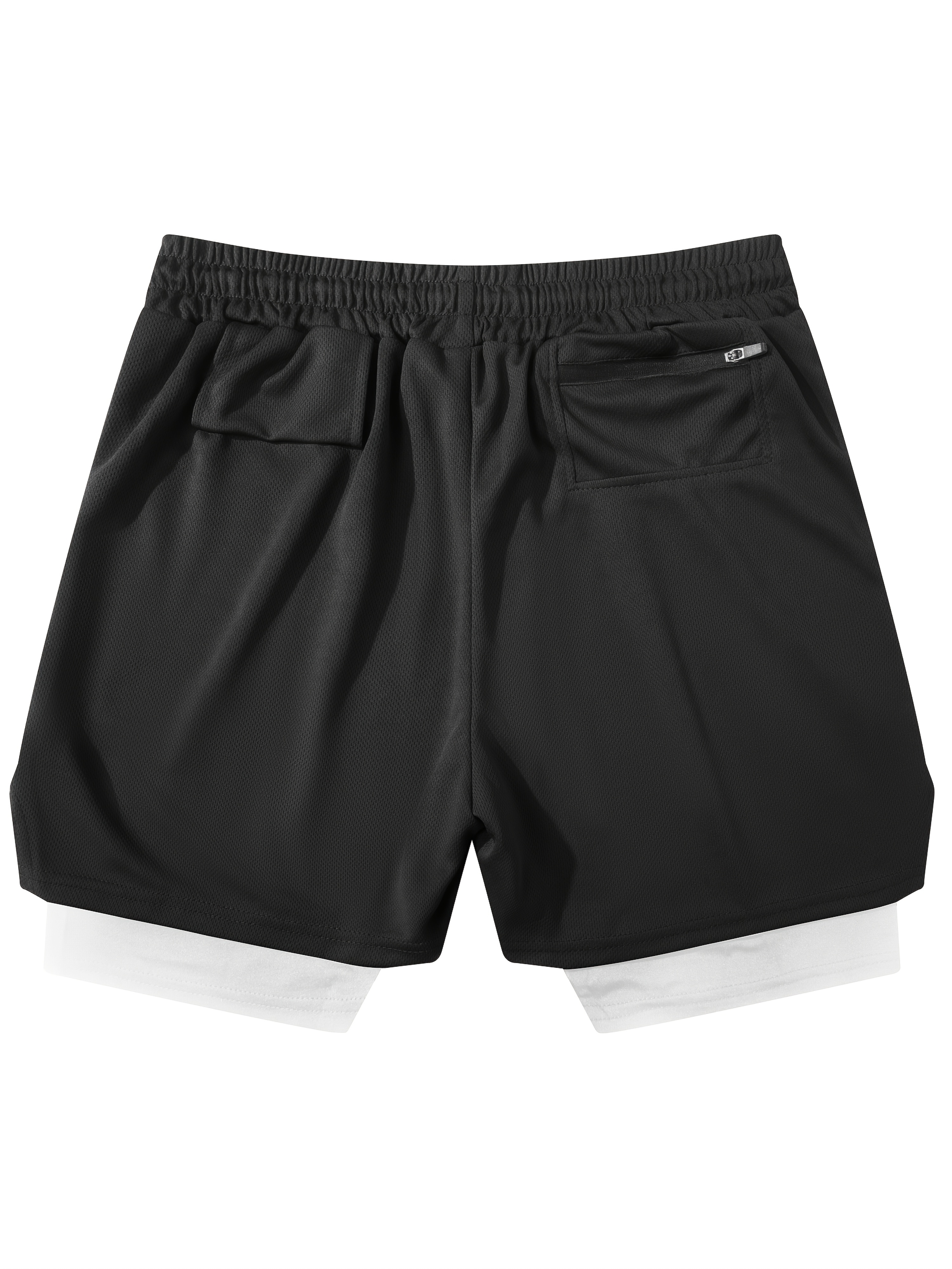 2-in-1 Double Layer Shorts With Inner Pocket, Men's Fashion Stretch Sports Shorts For Summer Gym Workout Training