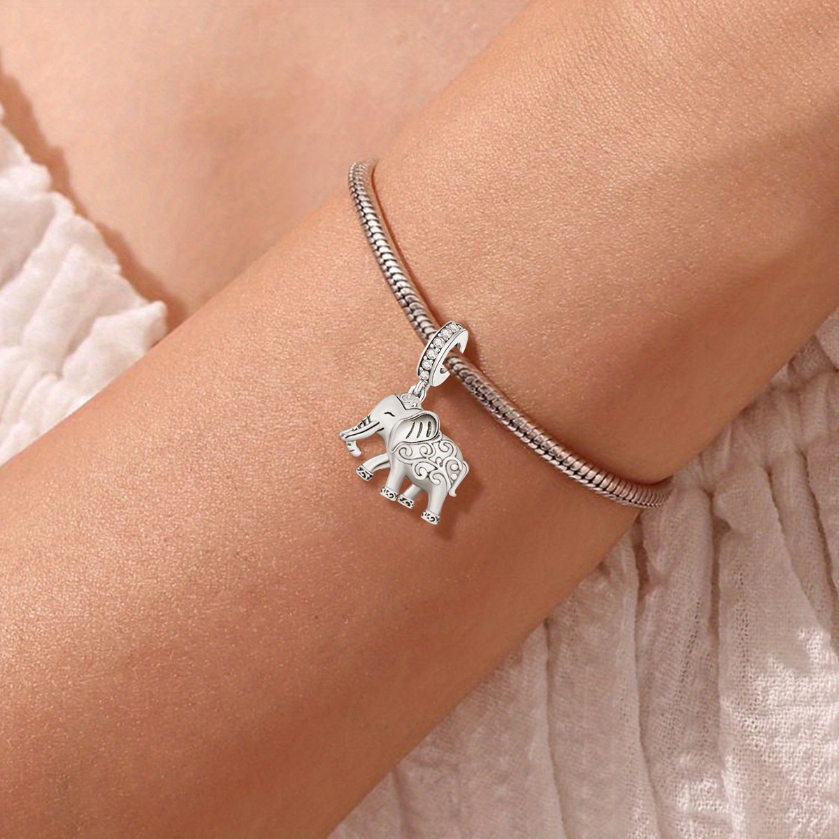 Texture Elephant DIY Pendant Bead for Women's Jewelry