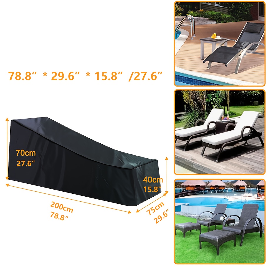 E-shop Schwerlast-Außenliegenabdeckung - 420D Polyester Terrassenliegen-Schutz, Schwarz, Ganzjahresschutz vor Schnee, Frost, UV &, inkl.