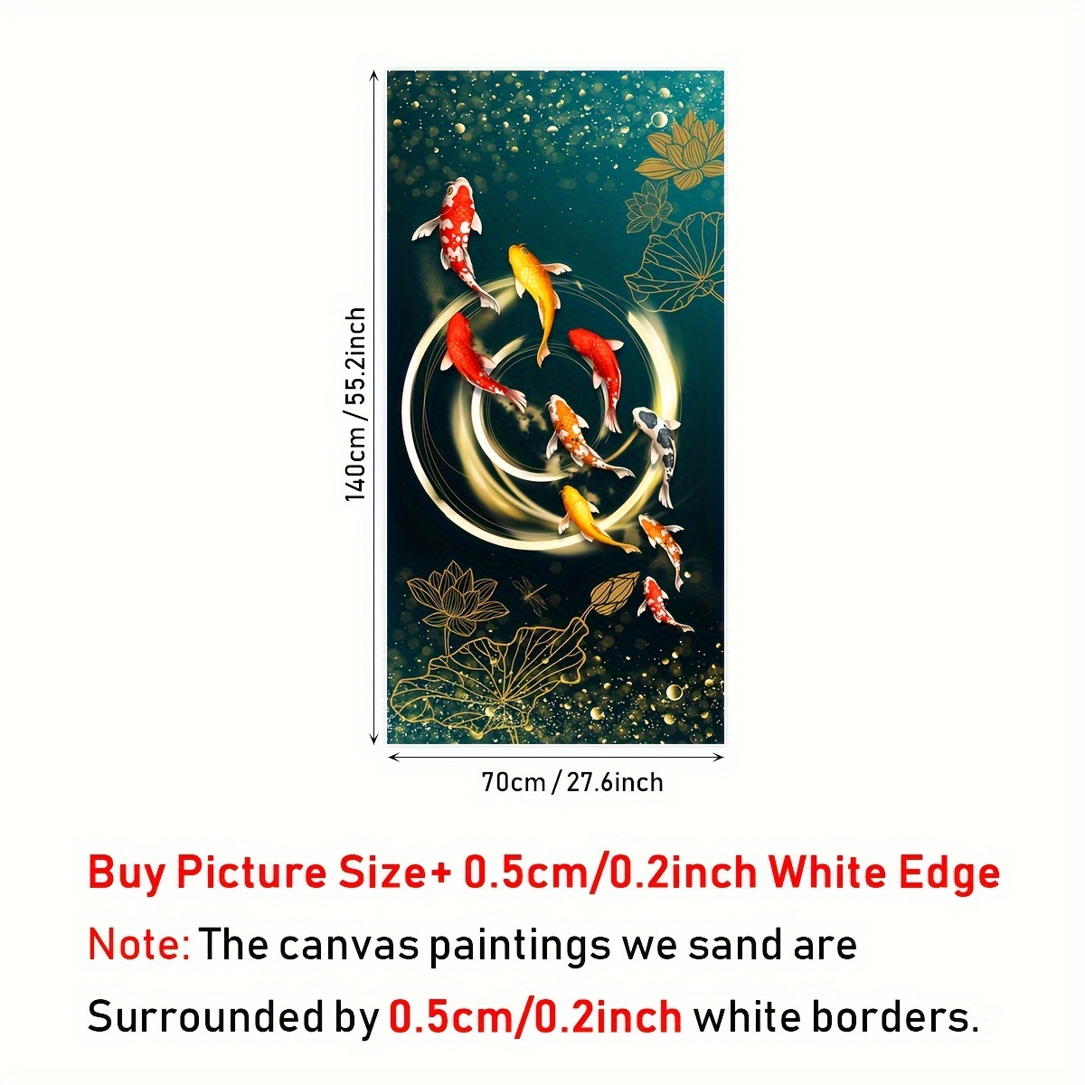 Unframed Canvas Poster Modern Art Pond Lotus Koi Fish Ideal - Temu