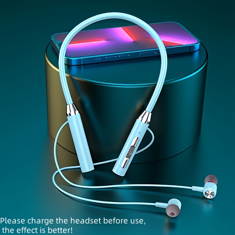 g08 wireless neck sports headphones extra long standby wireless compatible capacitive mic suitable for adults ideal for exercise blue 0