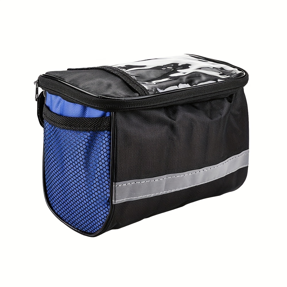 Large Capacity Bicycle Handlebar Bag, Versatile Detachable Front Basket For Bikes, Front Storage Bag Featuring Reflective Strip For Shopping, Commuting, Pets, Camping, And Outdoor Activities