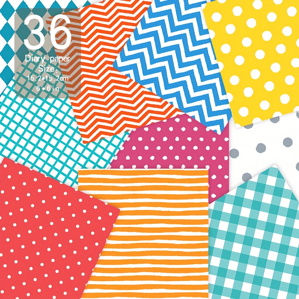 Image of 36 Sheets Paper, 6×6 Inches, Diary Scrapbooking Supplies, Art Craft Pattern Paper For Scrapbooking, Craft Cardstock Paper, Diy Decorative Background Card Making Supplies - Color Stripes
