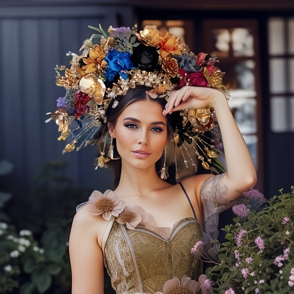 handmade   artificial flower hair ring womens hairpin hair decoration headwear hair tie wedding accessories Product details 0