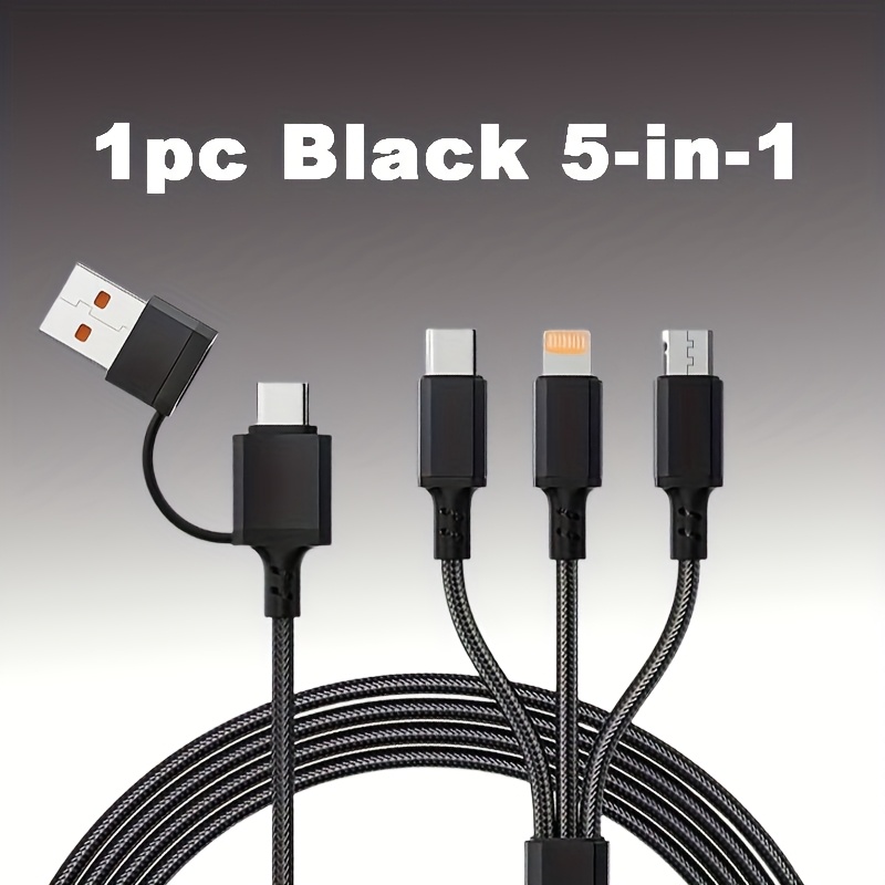 Gxlhr 1pc Nylon Fast Charger Cable, 2-in-3 Out Charging Cable With Usb/type-c/lightning/micro, Fast Charger Cable, Phone Accessory, Lightning Data Cable For Charging /huawei And Other Devices