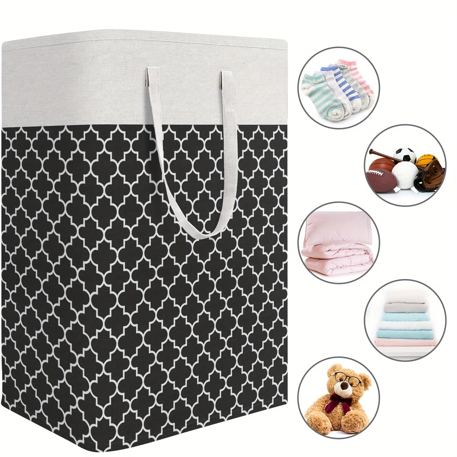 extra large 75l foldable laundry hamper with handles waterproof portable storage basket for clothes toys   dorms and home use   in black grey red blue laundry baskets details 4