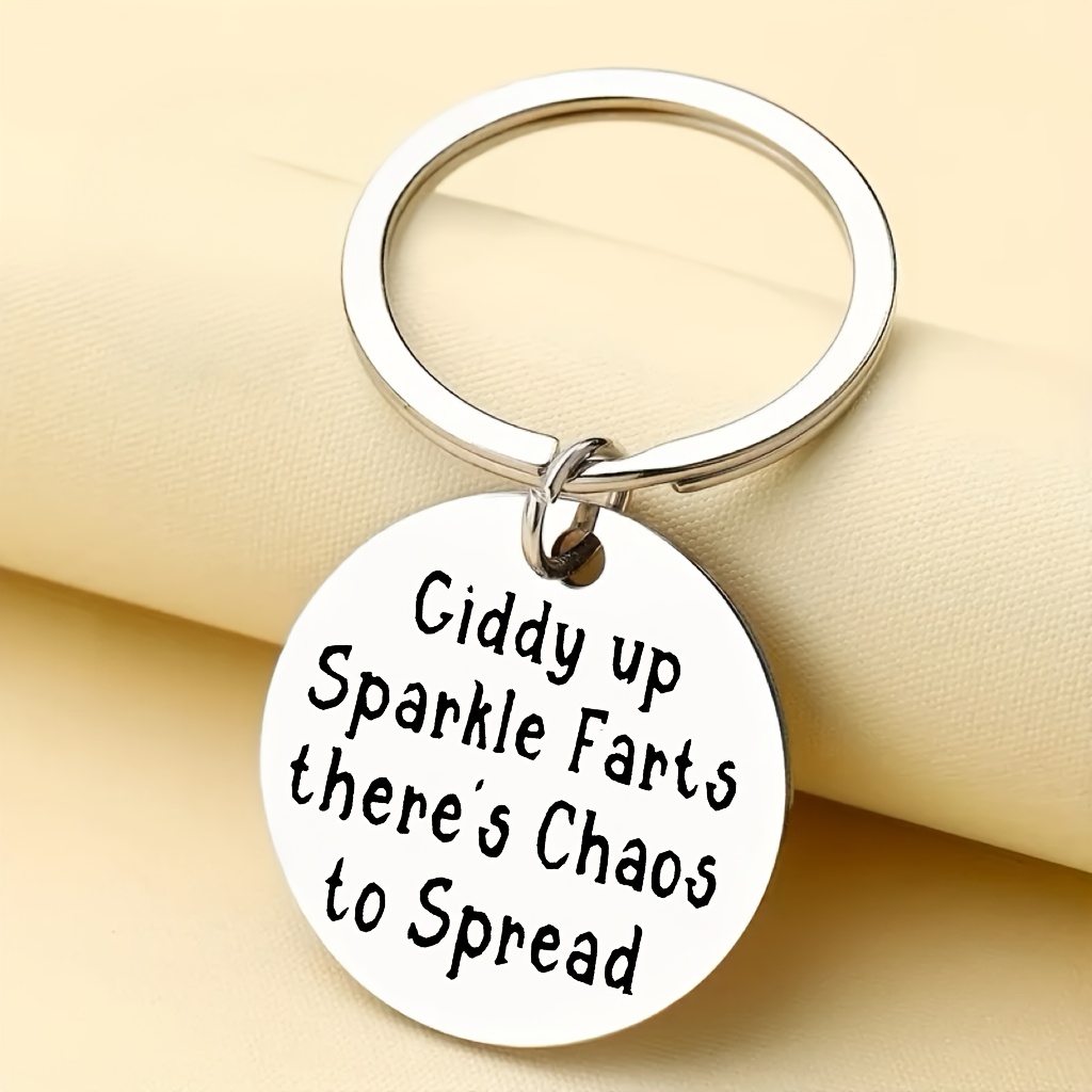 festival joy a humorous stainless steel keychain featuring cidly up   a unique and fun gift for valentines day birthdays and new year minimalist style accessory humorous gift accessory easy round keychain durable keychain