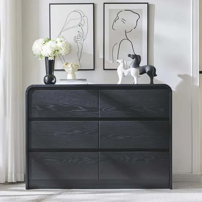 6 drawers dresser wood chests drawers w curved profile - Temu 6 drawers dresser wood chests drawers w curved profile - Temu