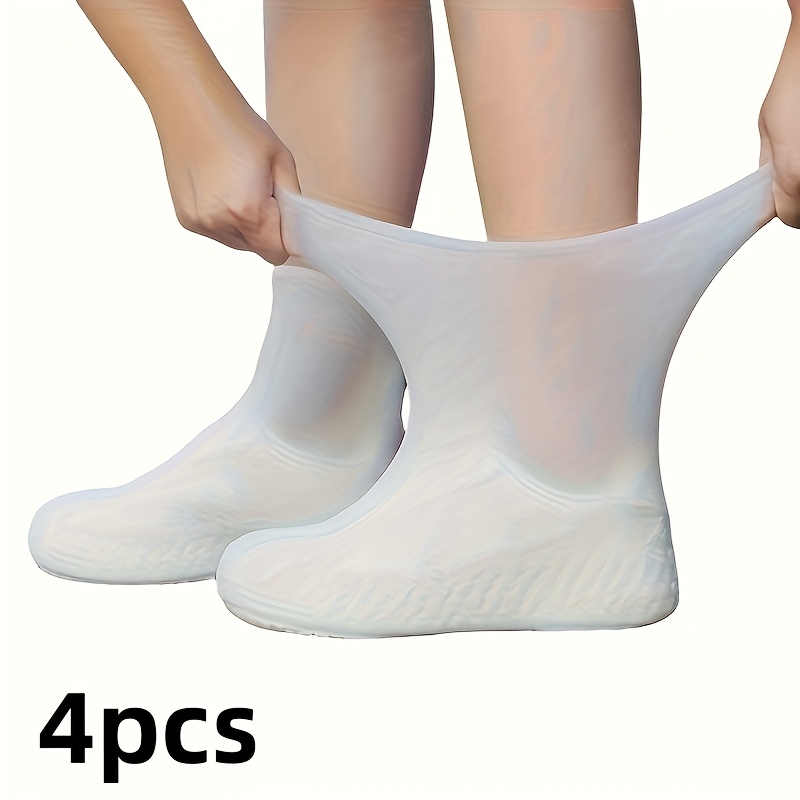 TEMU Cubrezapatos de látex engrosado impermeables, para lluvia, antideslizantes y para - Protectores de calzado reutilizables, elásticos y portátiles
