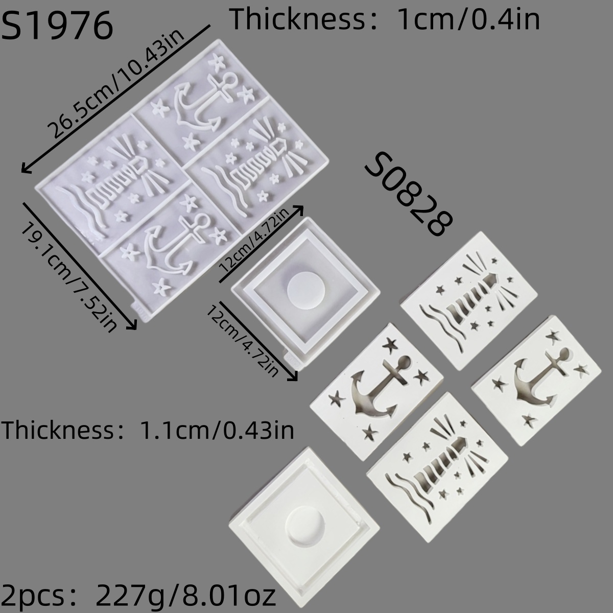 E-shop Harz Silikonform Anker Projektion Dekorative Silikonform Kerze Silikonform Gips Dekorative Silikonform Heimdekoration Epoxidharzform 227 S0828