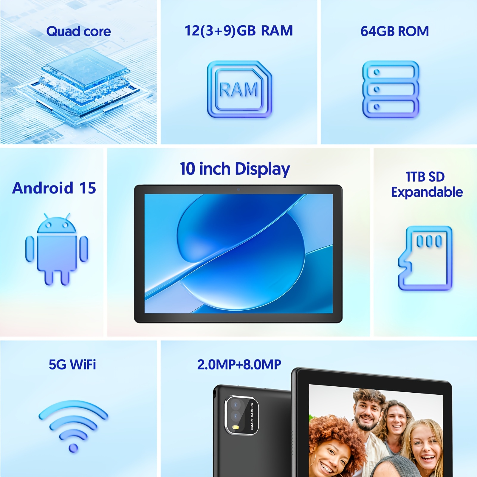 【新品未使用】Android15 タブレット 10インチ 12GB+64GB Android15 タブレット PC 本体 10インチ 2025最新作 5G 12GB+