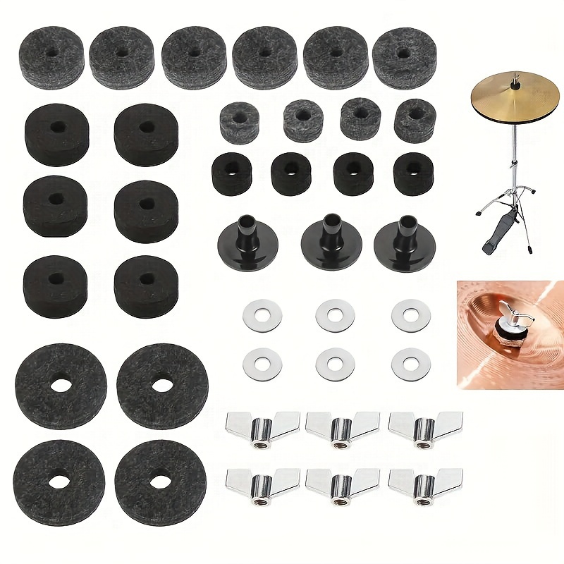 1setof21strings Premium Cymbal Care Bundle - High-Density Padding for Hi-hat & Cymbals, Noise-Reducing Stand Sleeves, Secure Wing Nuts, and Sound-Enhancing Washers - The Ultimate Drum Kit Protector and Sound Enhancer