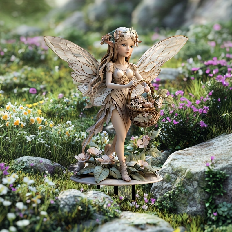 

Boho Style Acrylic Fairy Figurine, 1pc Flower-picking Stake, 11.8" X 8", Multipurpose Outdoor Decor For Pots, Lawn, Patio, Backyard, Weather-resistant, Ideal Housewarming Gift For Friends And Family