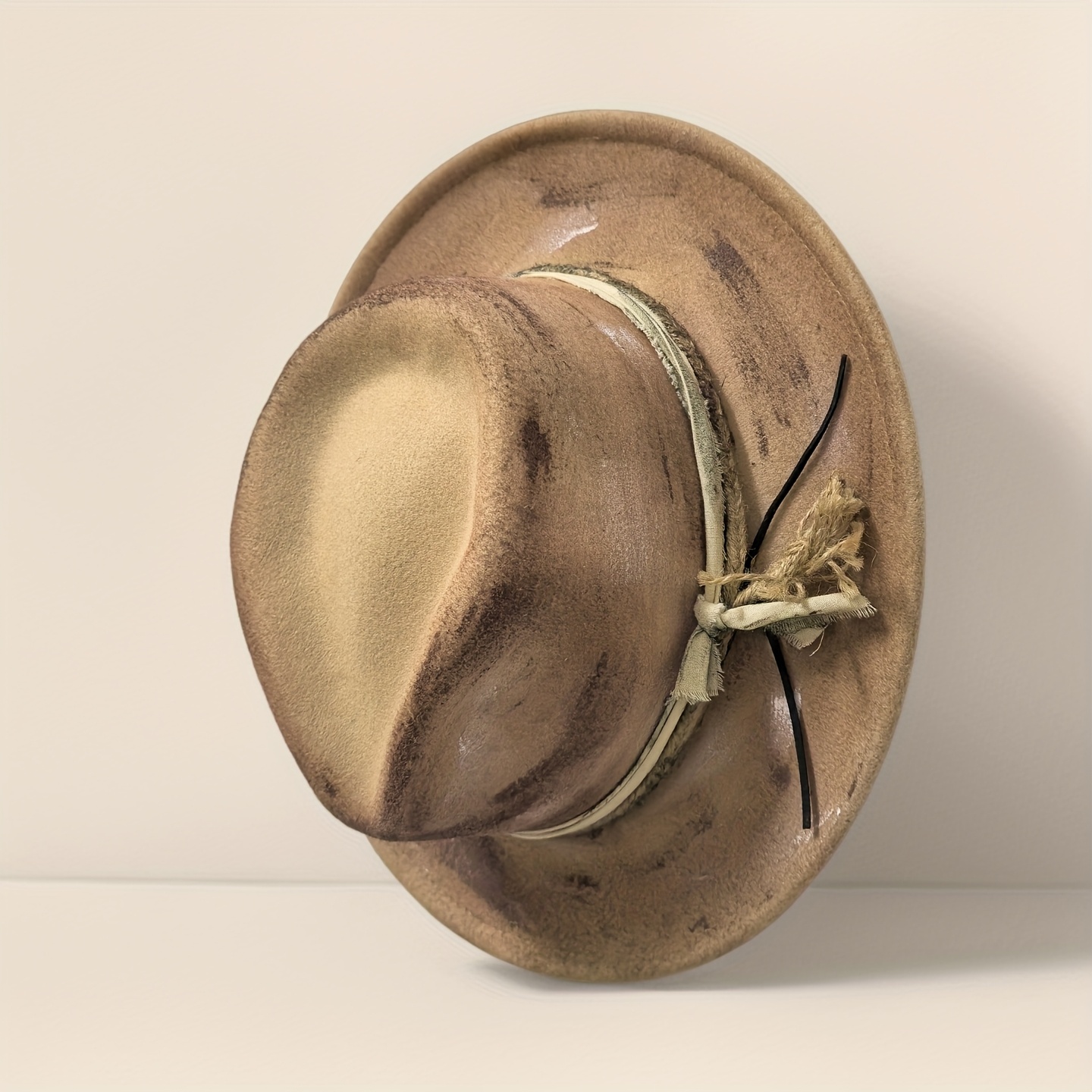Handmade Vintage Fedora Hat - Adjustable Wide Brim Jazz Cap with Light Brown/ Brown/, Lightweight & Durable for Women & Men
