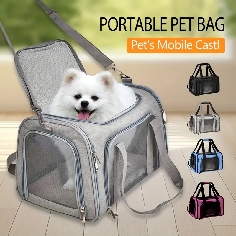 TEMU Foldable Airline Approved Crate Suitable For Up To 15 Lbs - Soft-sided Travel Carrier With Zipper Closure, Foldable For Small To Medium Pets,