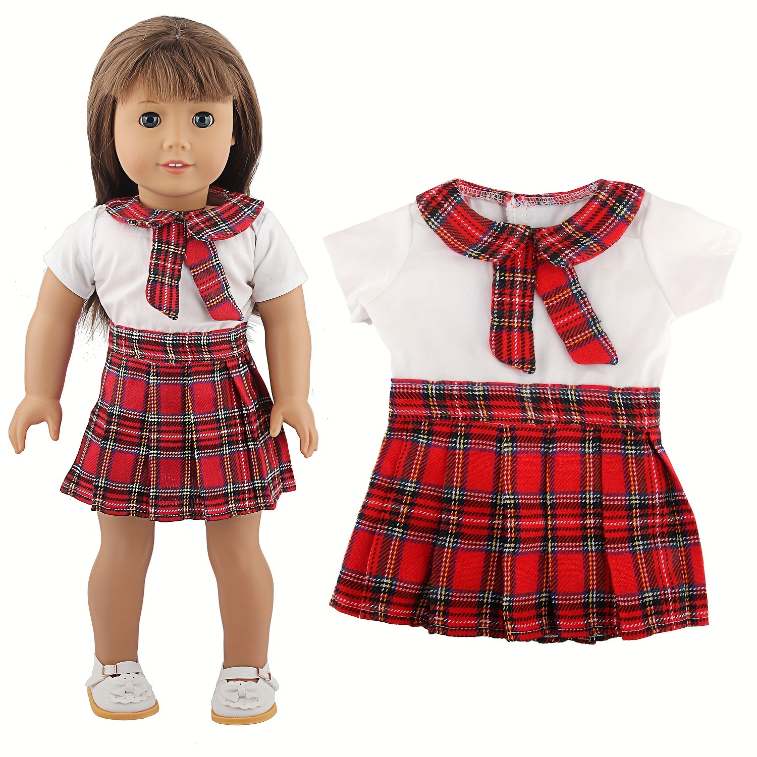 

18" Set - Red Skirt & Shirt, Fashion Dolls, Polyester, Ideal Birthday Or Holiday Gift For Little Girls Doll Clothes