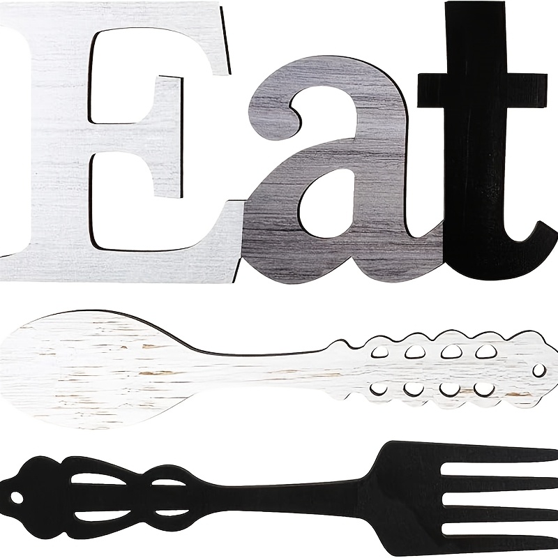 

Room Decor 1 Set Eat Sign Fork And Spoon Wall Decor Rustic Wood Eat Decoration Cute Eat Letters For Kitchen And Home Decorative Hanging Wooden Letters Country For Dining Room (stylish Colors)