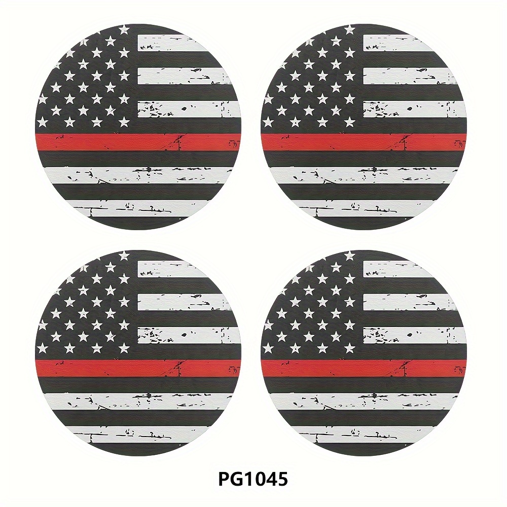 TEMU 4pcs Of American Flag Car Coasters, .75-inch Car Interior Coasters, Fashionable Decorative Water Cup Coasters, Car Coasters, Car Water Cup