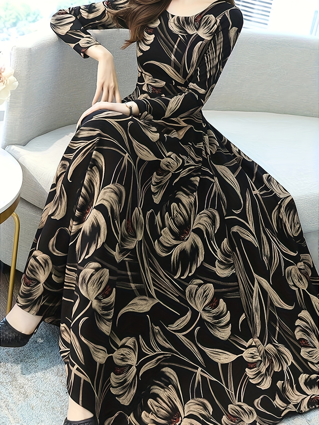 vestido manga larga estampado floral  /verano - Temu Peru