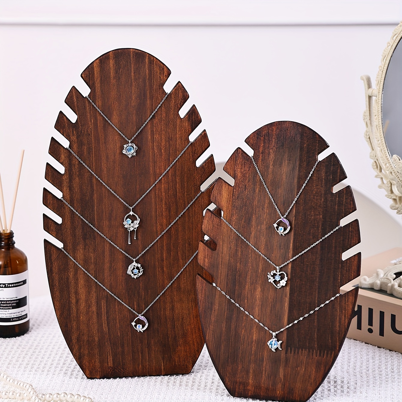 Solid Wood Jewelry Display Stand for Necklaces, Bracelets & Pendants