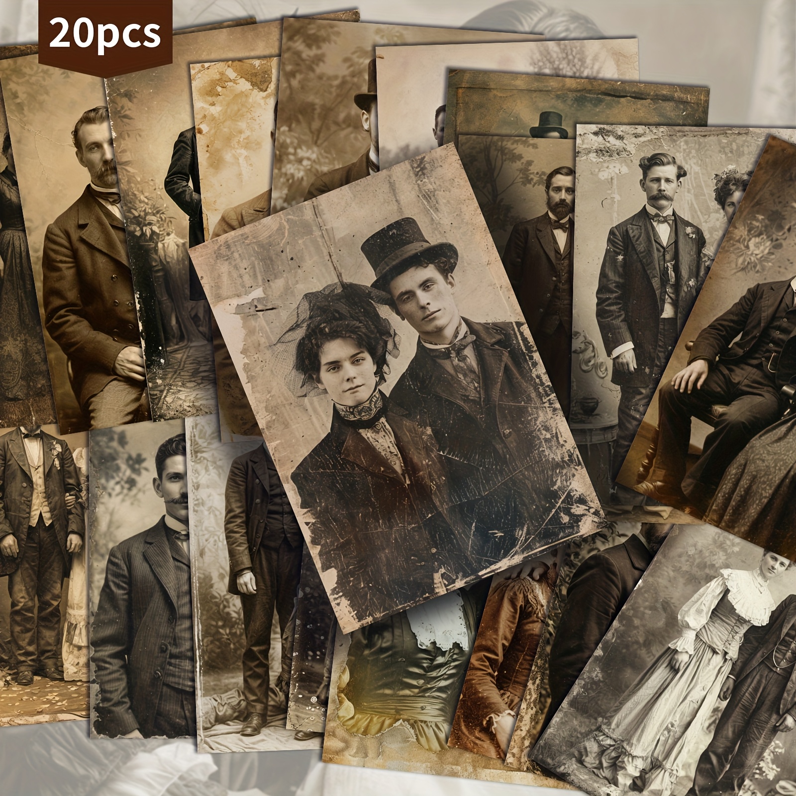 TEMU Set Of 20 Victorian Postcards - 4x6 Inches Retro Journal Paper, Classic Pinup Art, Collectible Decorative Cards For Scrapbooking And Craft