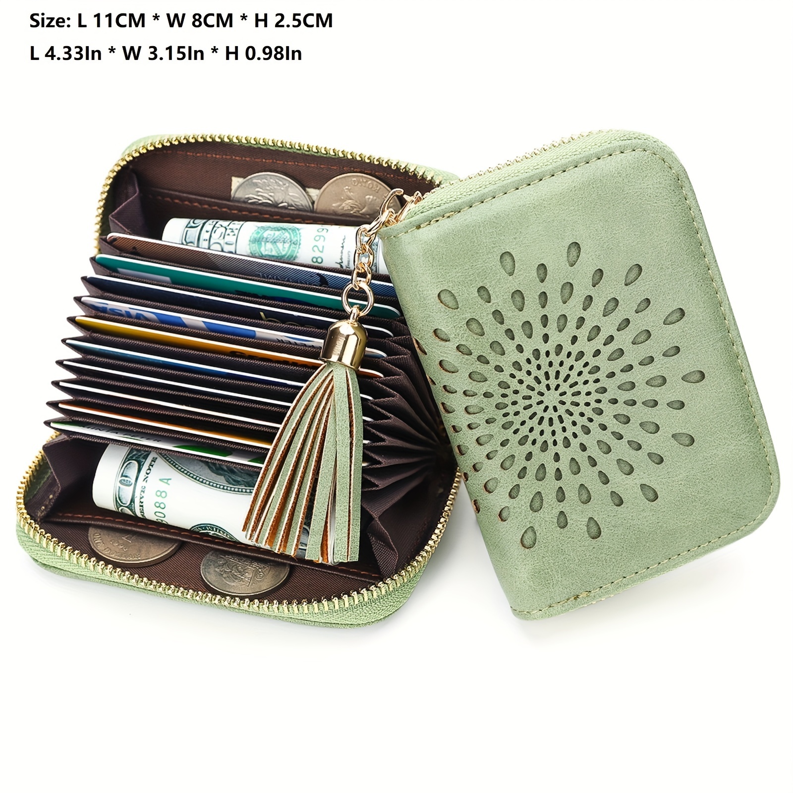 

Rfid Credit Card Holder Sunflower Style Zipper Card Case Small Wallets For Women Ladies Girls Gift, 10 Card Slots, 2 Cash Slots, 2 Small Coin Slots, 1 Clear Frosted Window