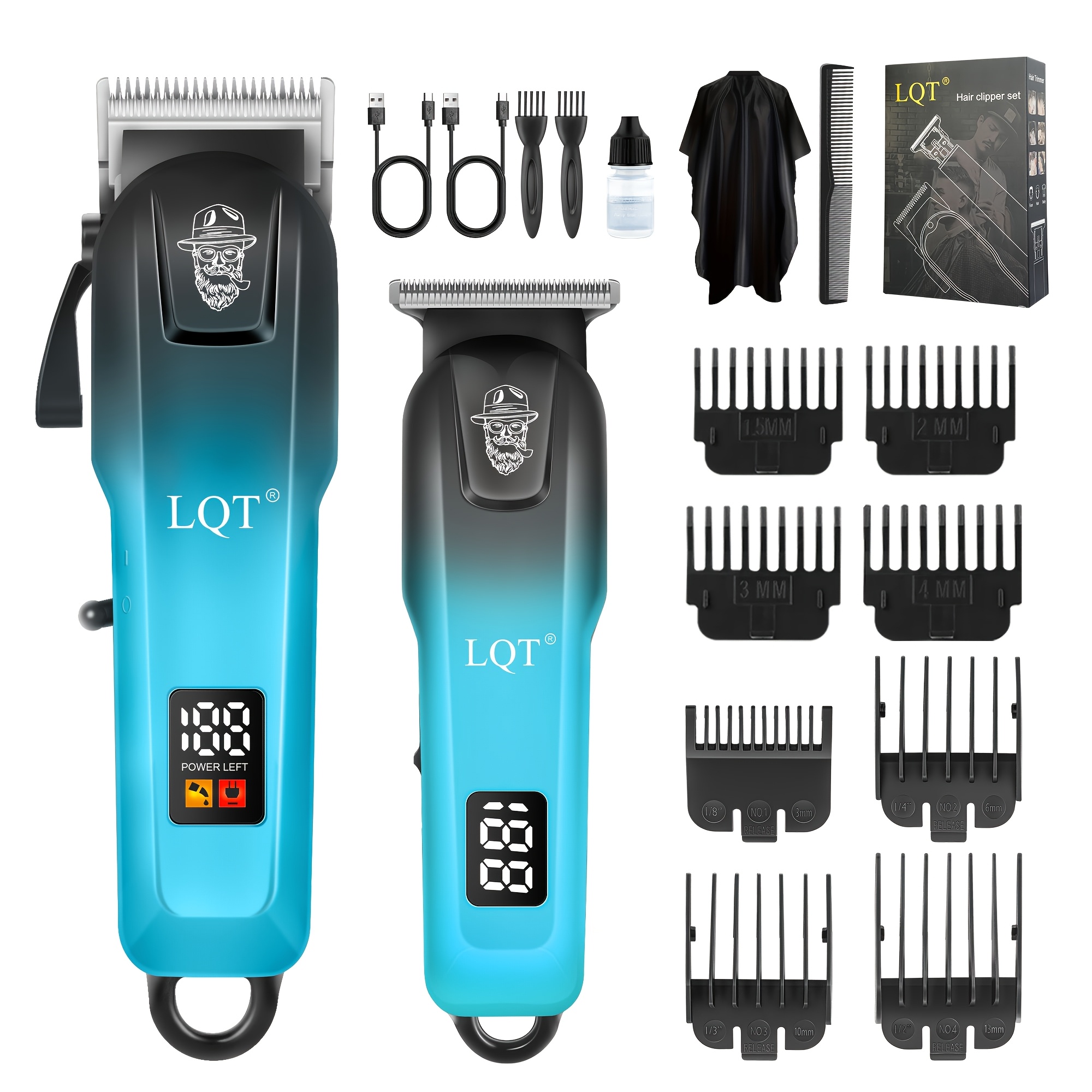 Image of Lqt 2pcs Professional Hair Clipper Set, Usb Rechargeable, Electric Hair Clipper, Men's Hair Clipper Set, Easy Hair Styling, Precise And Comfortable, Birthday Gift, Holiday Gift, For Dad Or Boyfriend