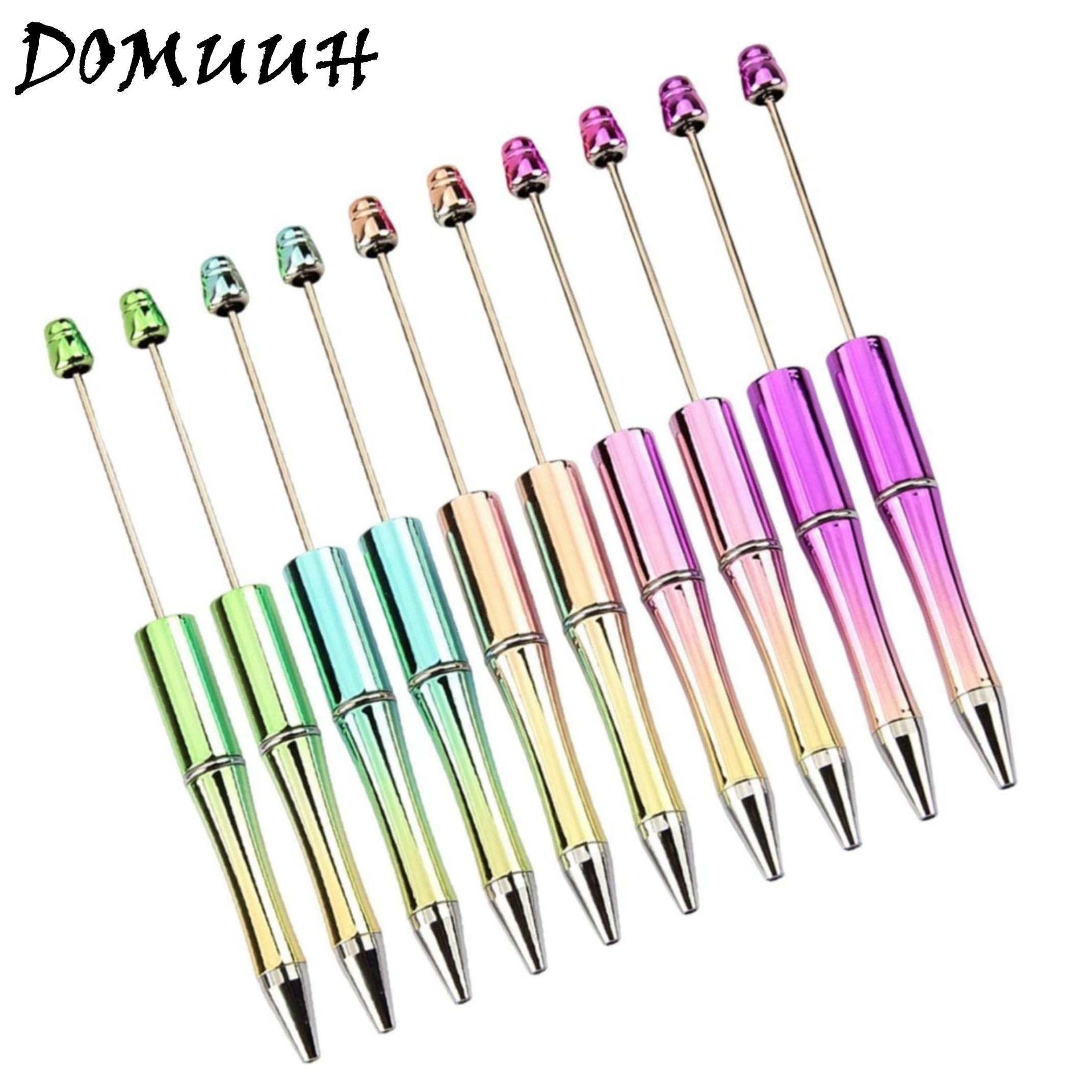 

10pcs Electroplated Bead Pen Plastic Ballpoint Pen Bead Ballpoint Pen Assorted Bead Pen Shaft Black Ink Rollerball Pen For Office School Supplies
