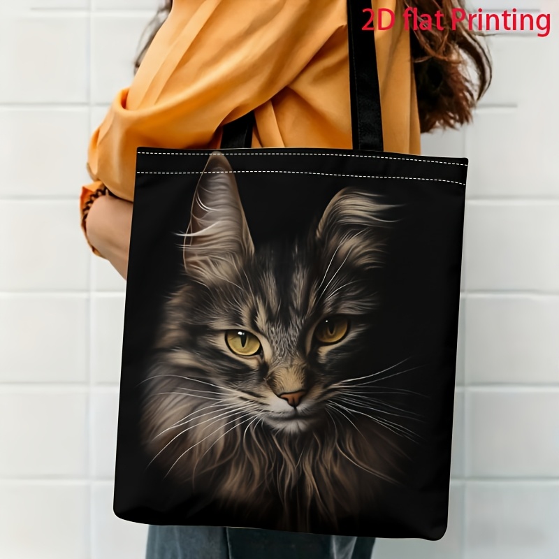 TEMU 1pc 2d Printed Cat Pattern Shoulder Bag, Stylish Daily Tote Bag, Multifunctional Lightweight Large-capacity Women's Shoulder Bag, Fashionable