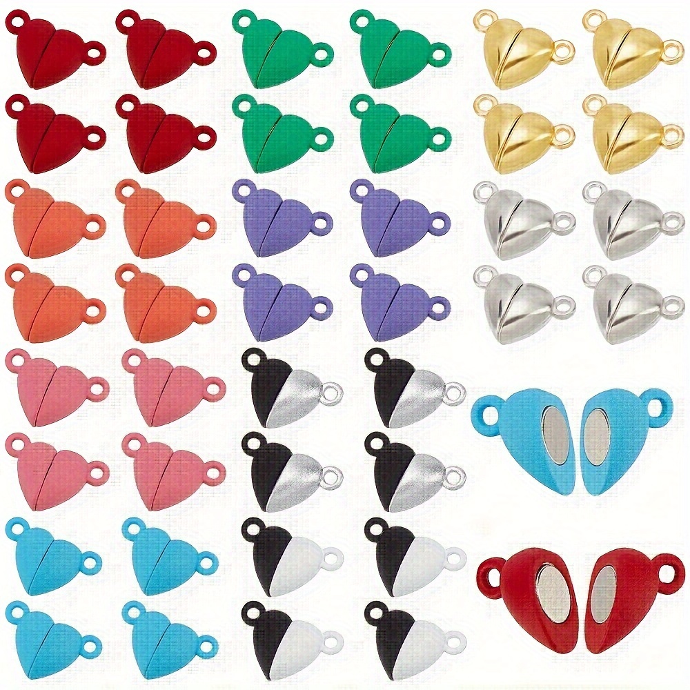 TEMU 1box 40 Sets 10 Colors Heart Shaped Clasps For Jewelry Breakaway Clasp Converter For Bracelet Necklace Making Jewelry Accessories