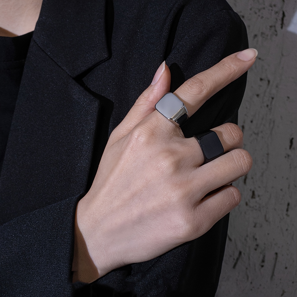 Men's Retro Minimalist 316 Stainless Steel Square Ring