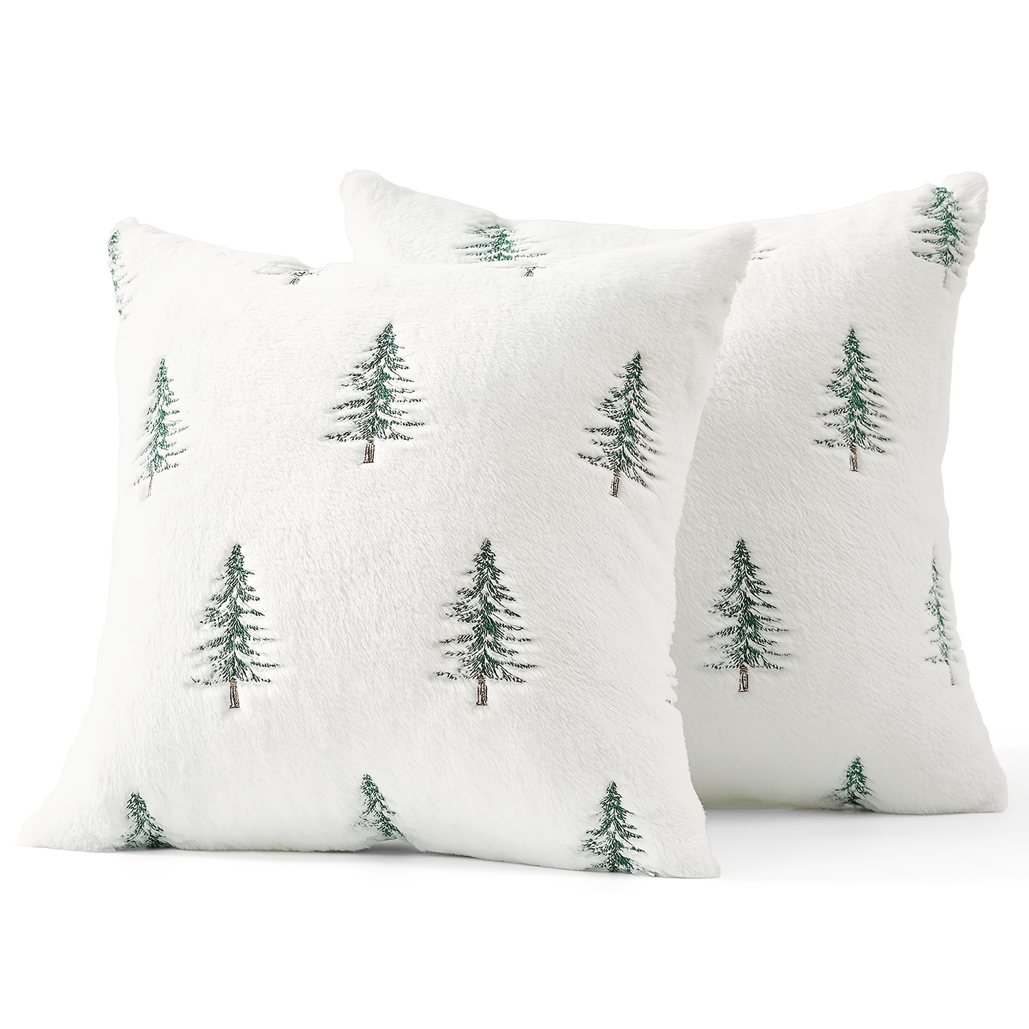 TEMU 2pcs Set Of Christmas Decorative Pillow Covers: Embroidered Christmas Tree Pillows, Winter Sofa Covers, Decor, Perfect For Sofas, Bedrooms, And