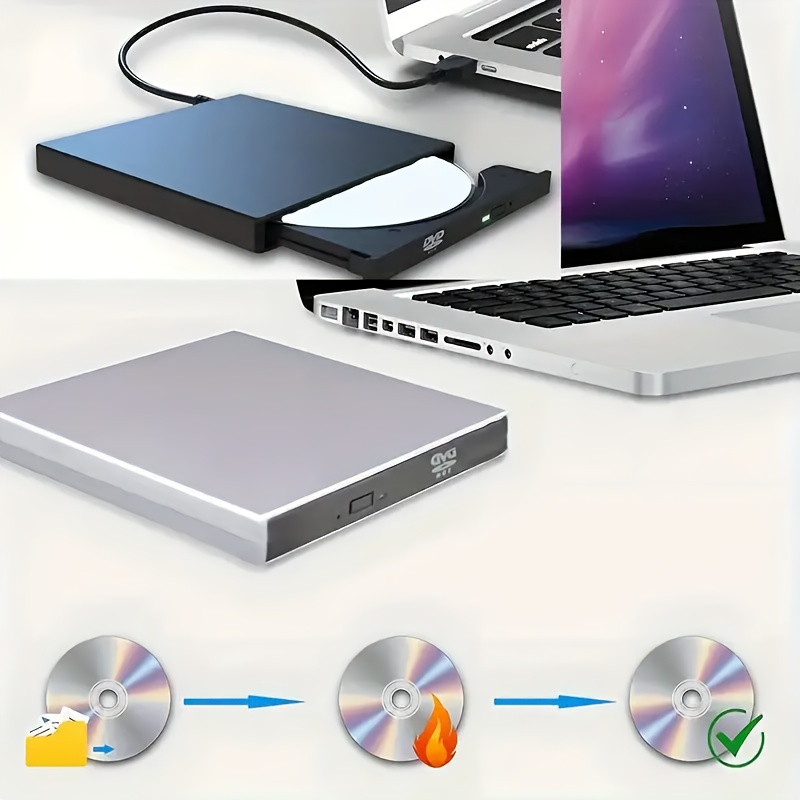 

Usb 2.0 Slim Portable External Cd Dvd Drive - Cd-rw Dvd-rw Burner Writer Player For Laptop Notebook Pc Desktop Computer With Plug-and- And Compatibility With Windows And Mac Os