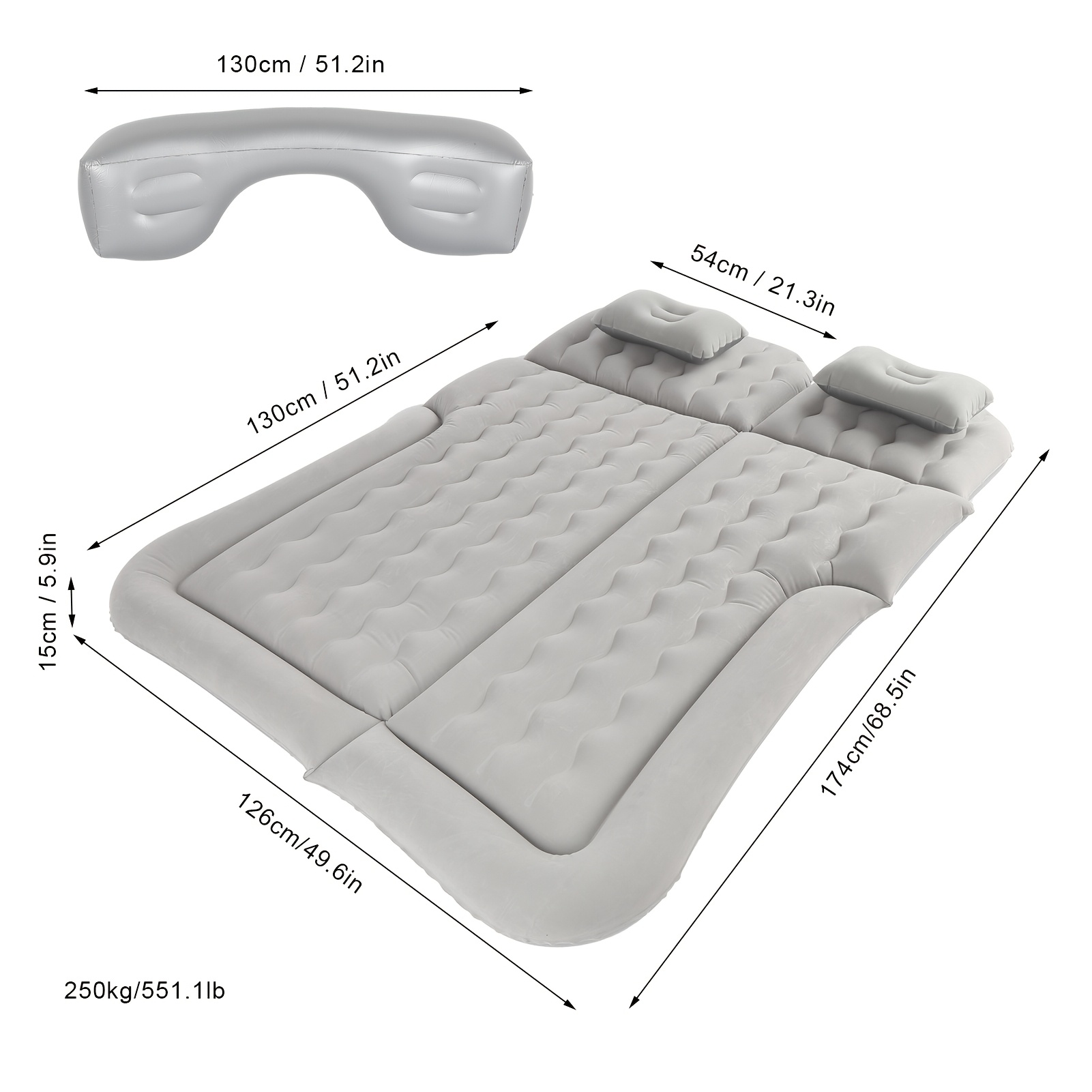 Image of Flocking Coated Inflatable Air Mattress, Portable Fold Up Travel Sleeping Pad For Suv Mpv Rv Road Trip Camping Without A Pump
