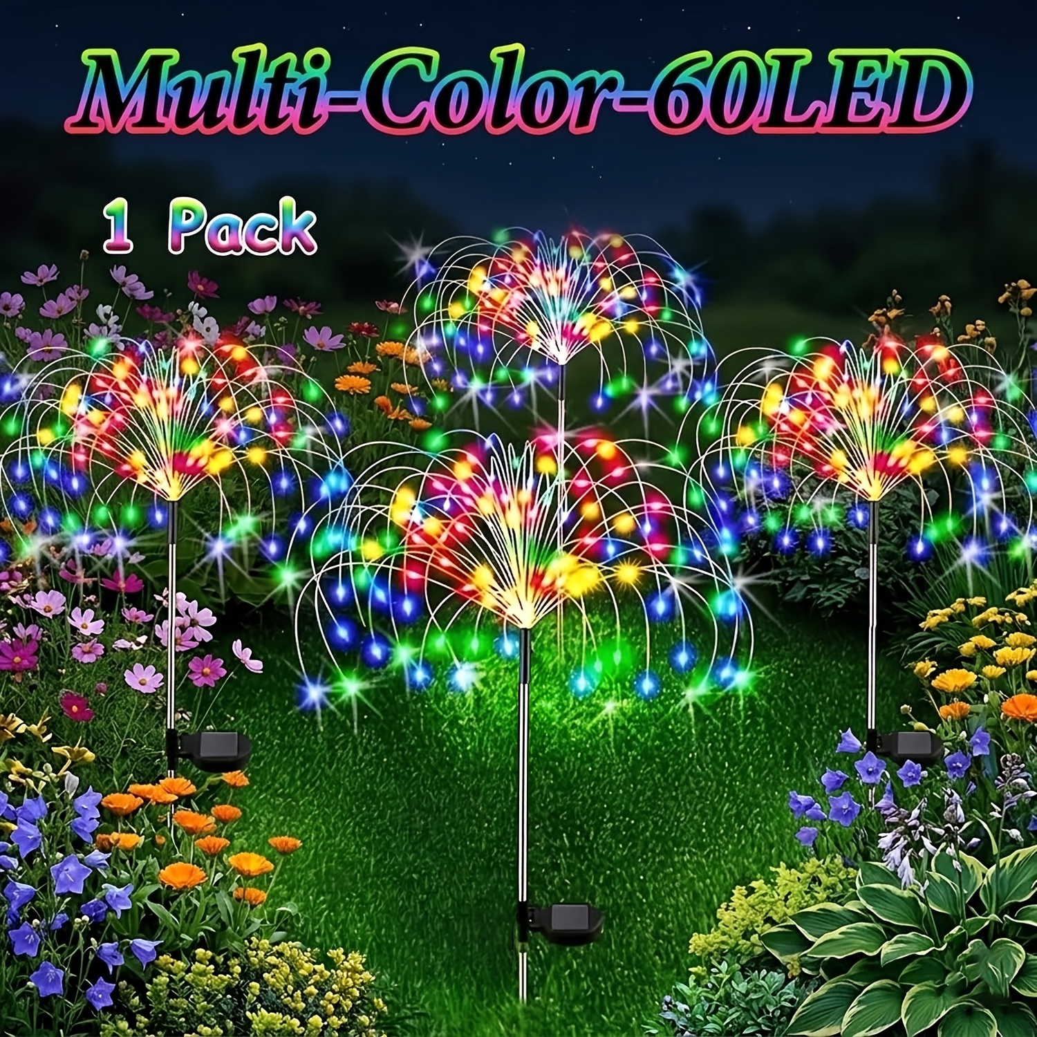TEMU 6pack 480led 4pack320/240led 1pack60led Garden Decor Outdoor Lights, Solar Garden Lights For Christmas Outside Fairy Firework Decorative, 8modes