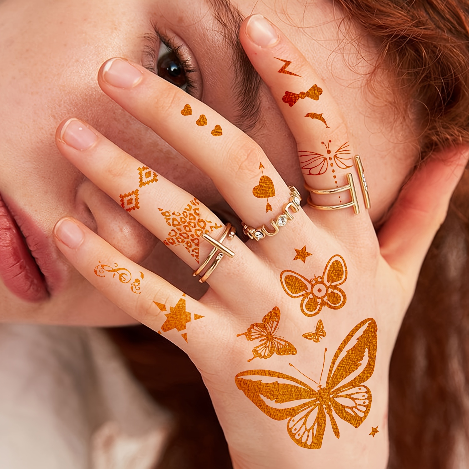 6 Stück Gold Flash Tattoos – Temporäre Metallic-Tattoos Für Festival, Party & Feiern | Einfach Anzuwenden & Wieder Entfernbar