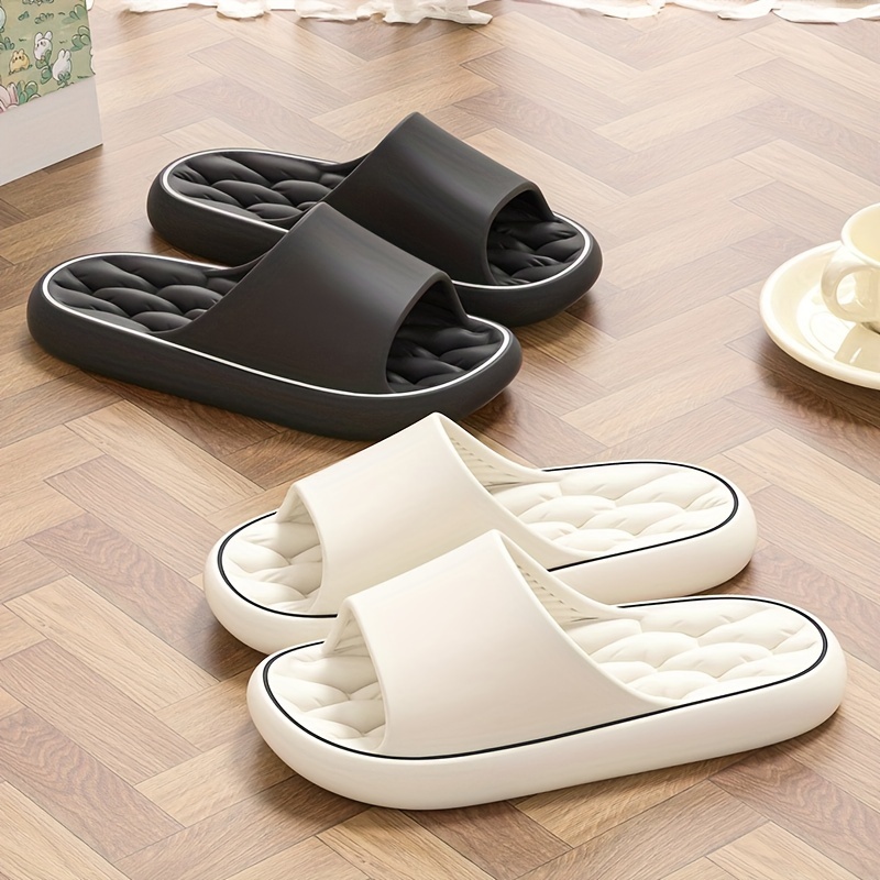 

Simple Solid Color Slides, Casual Open Toe Soft Sole Shoes, Comfortable Indoor Home Bathroom Slides