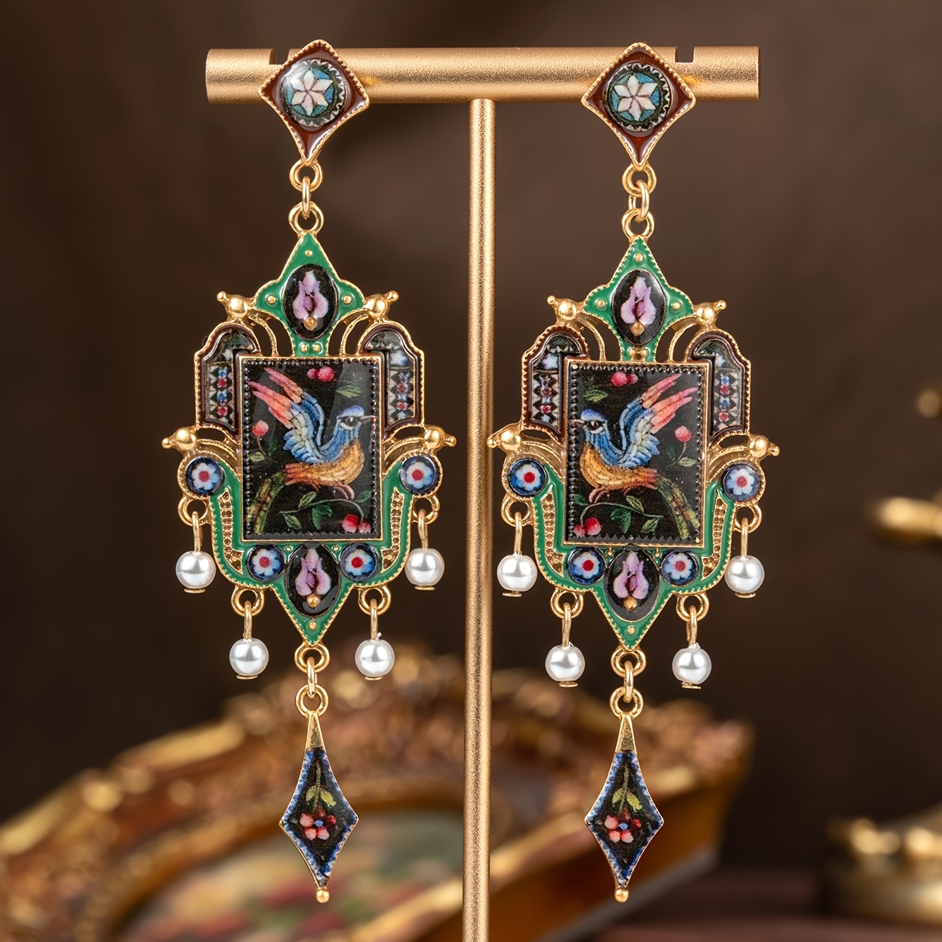 TEMU 1 Pair Women's Fashion Jewelry Earrings Tassel Cute Pattern Ethnic Style Cartoon Light Luxury Romantic Earrings
