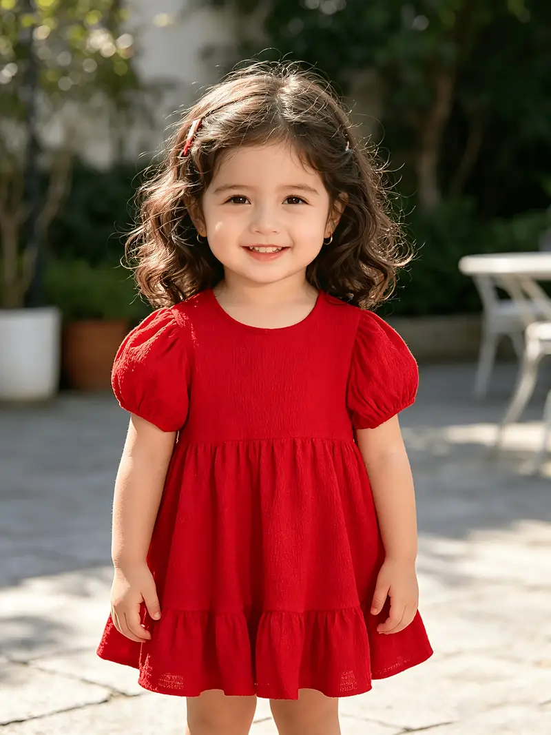 girls red casual dress Little Girls Dresses Casual Long Sleeve Backless With Waist Tie Dress Up Clothes for Girls Size 6-7T,Red
