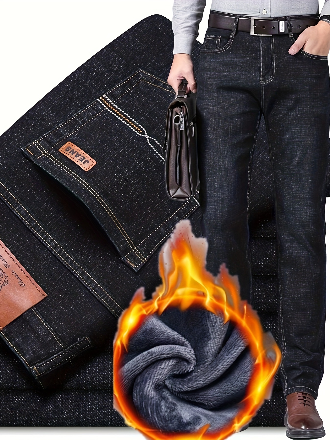 jeans forrados vellón premium hombre cálidos Temu Ecuador
