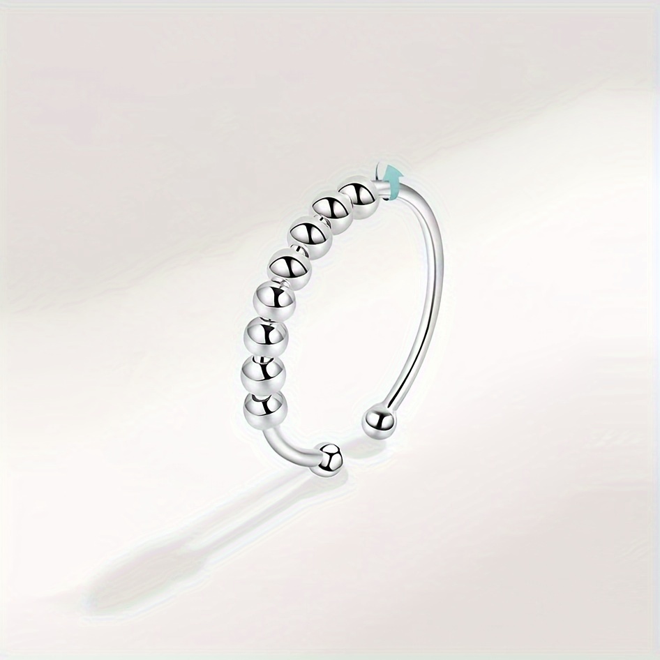 S925 Sterling Silver Adjustable Open Ring for Stress Relief