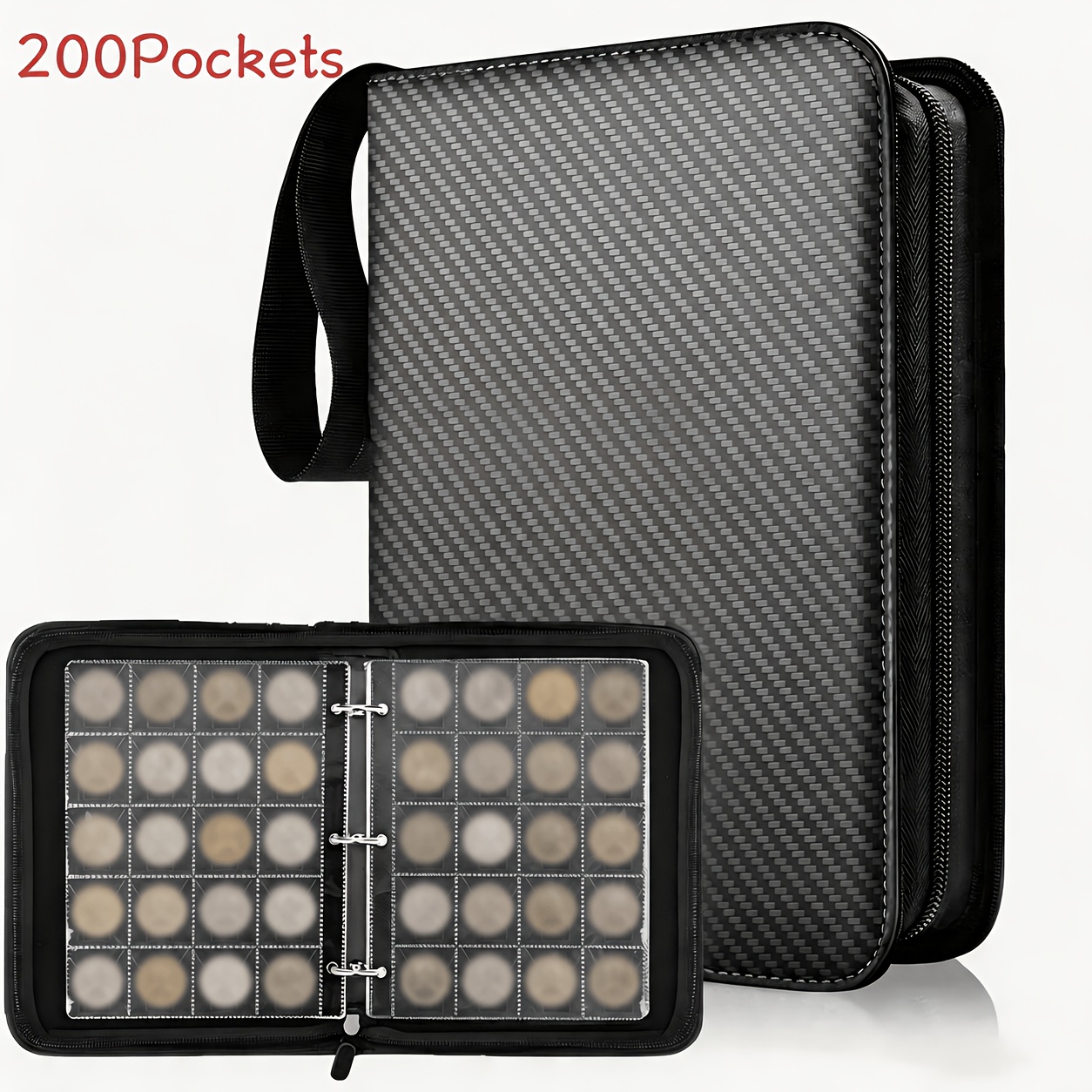 TEMU Hard Shell Coin Storage Binder, 400/200 Pockets (10/20 Pages) Large Coin Storage Binder Suitable For Up To 30mm In Diameter Currency Album With
