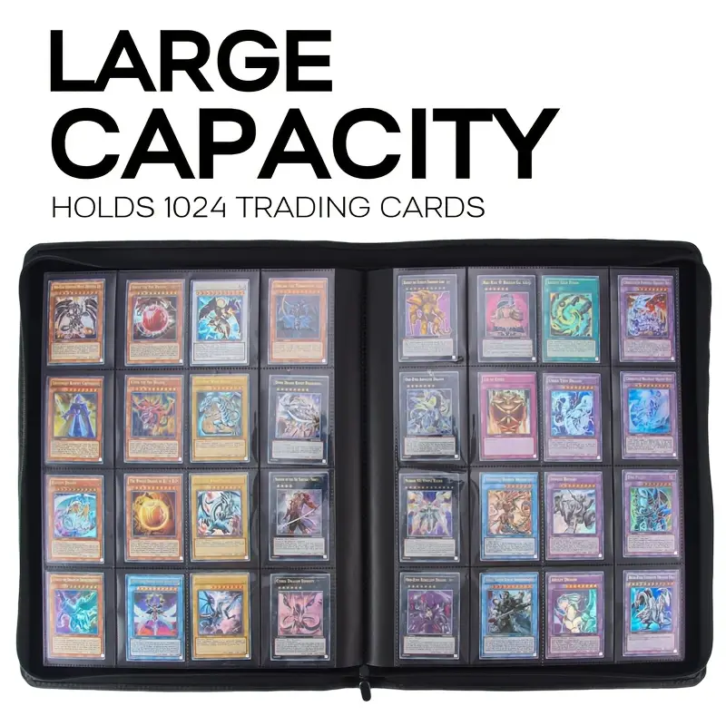 16 slot card binder 16 Pocket Card Binder for 1200+ TCG Trading Cards - Ringless Album Black